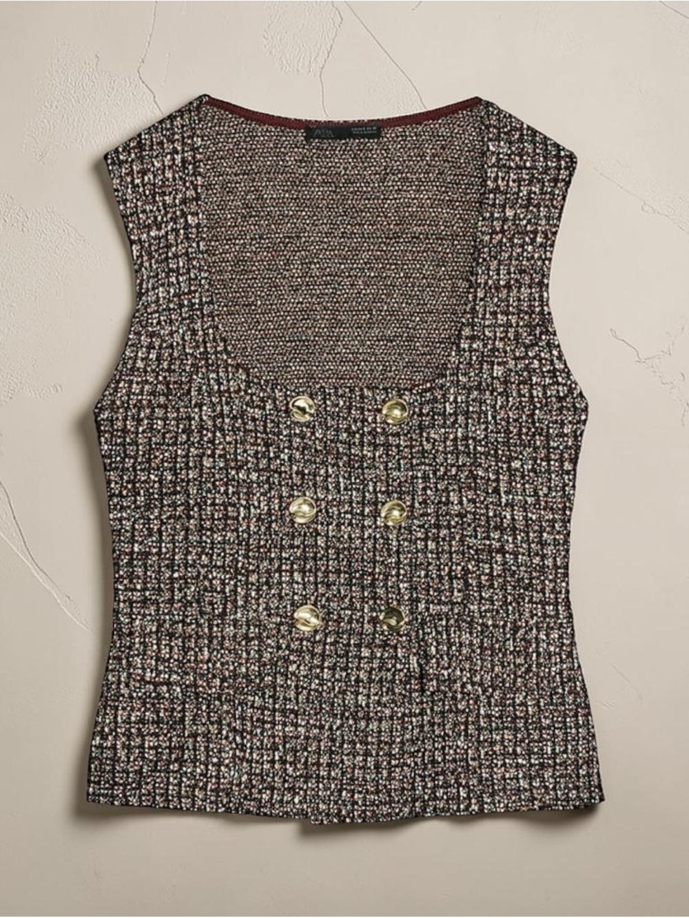Zara BUTTONED JACQUARD TEXTURED TOP